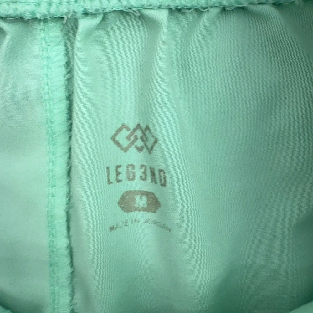 Legend Shorts Mens M Mint Green Polyester Blend Zipper Pockets Athletic Gym‎